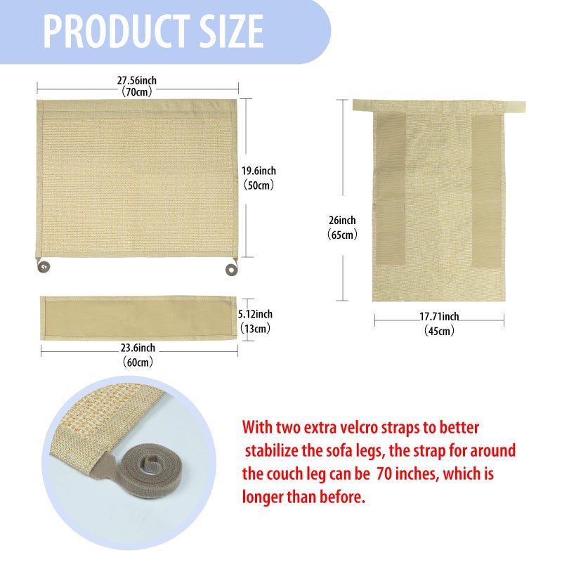 Oroonoko Couch Protector from Cat Claws,Dual-Sided Fit for Left & Right Sofa Arms, Multiple Colors to Blend with Any Home Decor, Couch Corner Protectors for Cats and Cat Scratch Furniture Protector(Warm Beige) - Image 2