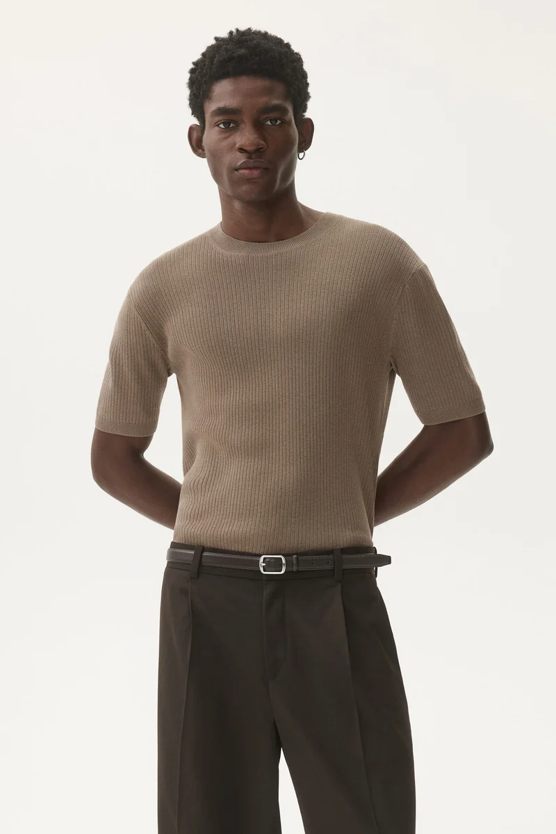 H&M Slim Fit Rib-knit T-shirt