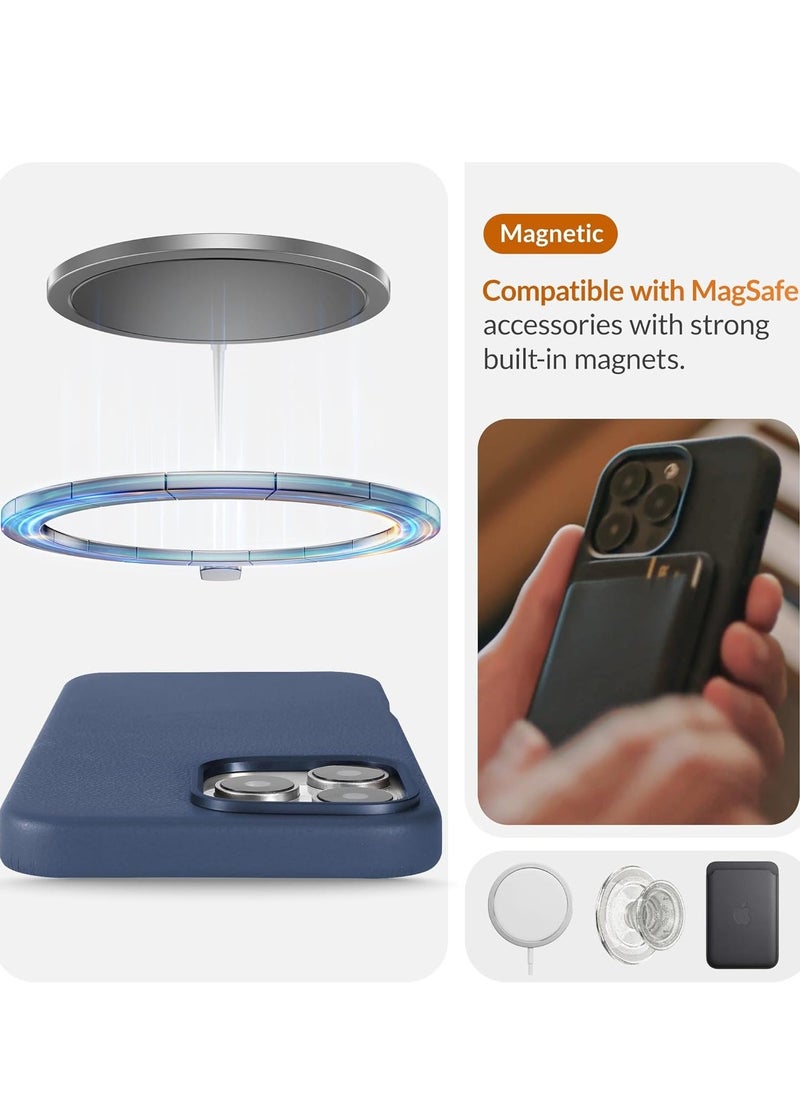 إيف حافظة هاتف جلدية أوروبية كلاسيكية لهاتف iPhone 16 Pro Max - أزرق أزورو، تنعم وتنعم بمرور الوقت، متوافقة مع MagSafe - Image 5