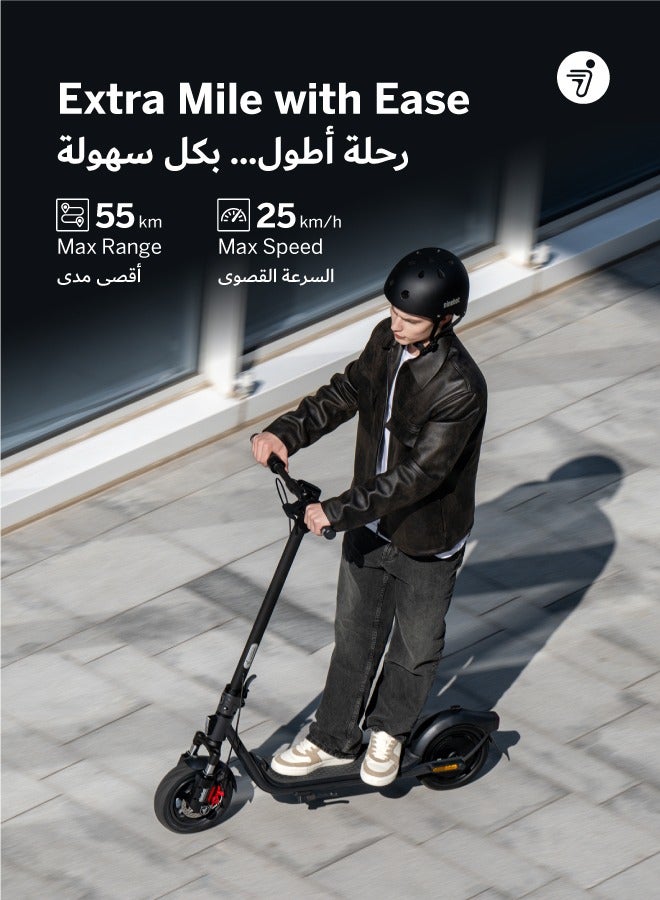 ninebot Segway F2 II Electric Scooter | Front Suspension, Apple Find My, Double Break, Front/Break/Indicator Lights, 10" Tubeless Tires, up to 100KG Driver Wt, 25kph Speed, 55km Range, 800W - Black - Image 3