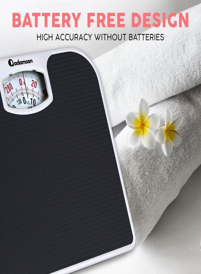 Adamson A21 Analog Scales for Body Weight - Up to 300 LB - New - Anti-Skid Rubber Surface + Large Numbers - Analog Bathroom Scale - Affordable - Durable with 20-Year Assurance - Black - Image 5