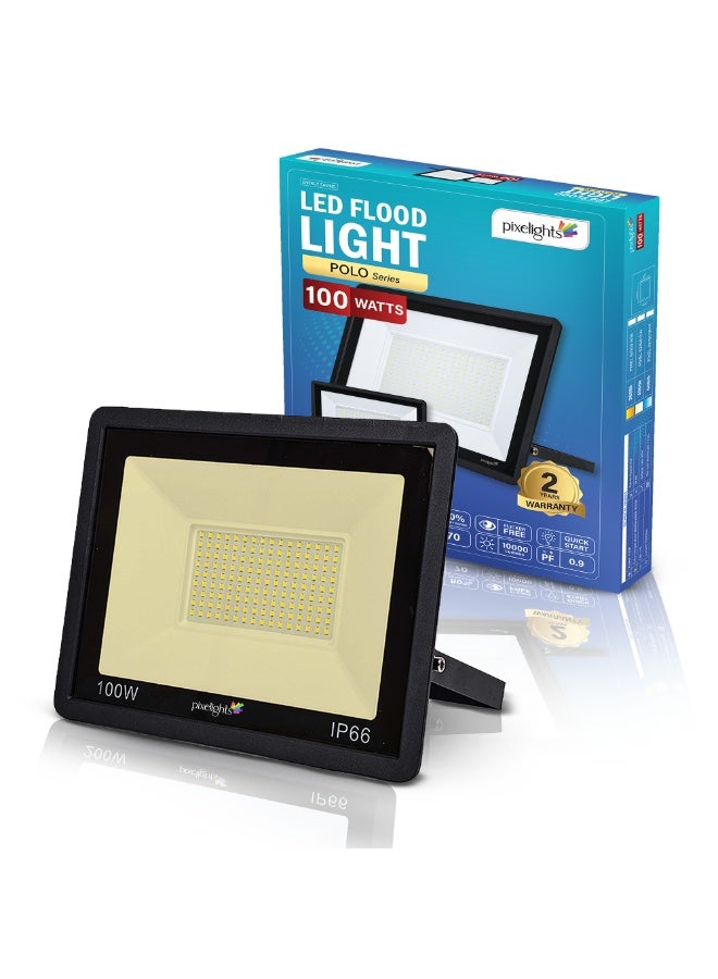 pixelights 100W LED Flood Light, Warm- 3000K, IP65, 25000Hr Life, 2years Warranty, suitable for Garden, Playground, Garage, Factories, Parking Lot, Park, Playground etc. Part#PIXEL62100WW - Image 1