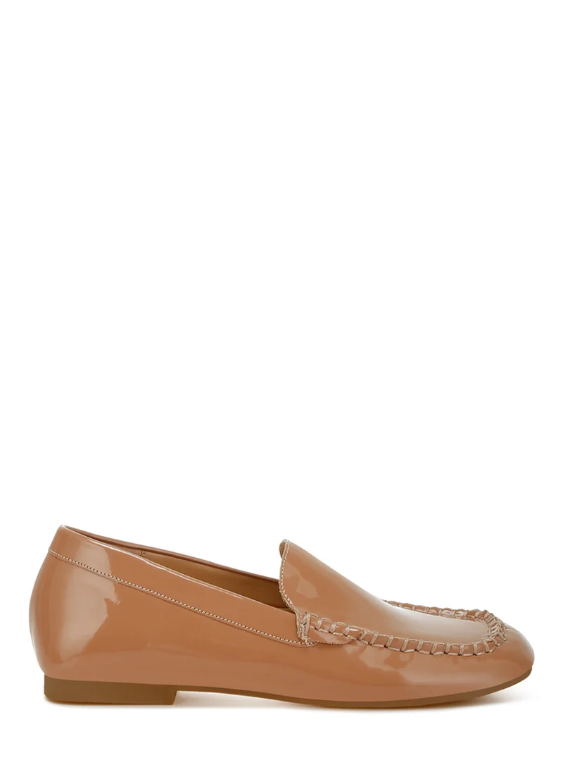 London Rag Patent Pleather Loafers in Beige