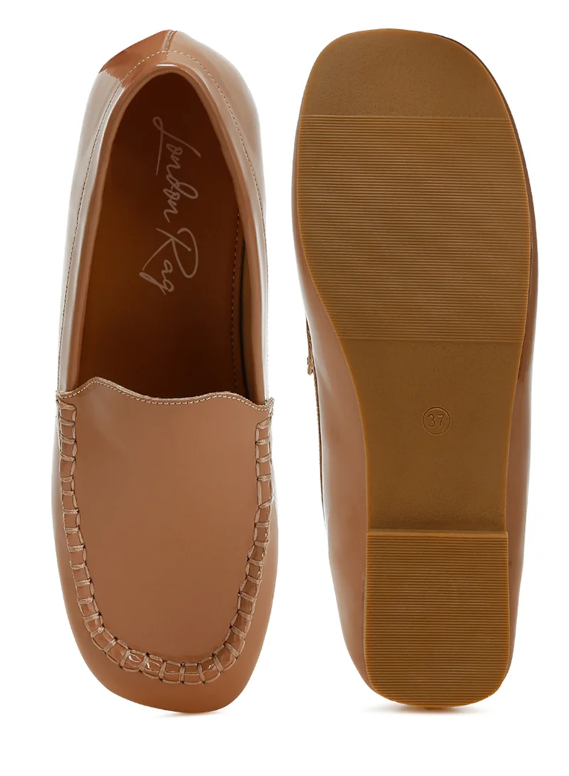 London Rag Patent Pleather Loafers in Beige