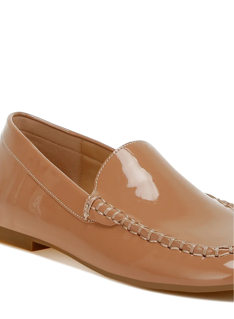 London Rag Patent Pleather Loafers in Beige