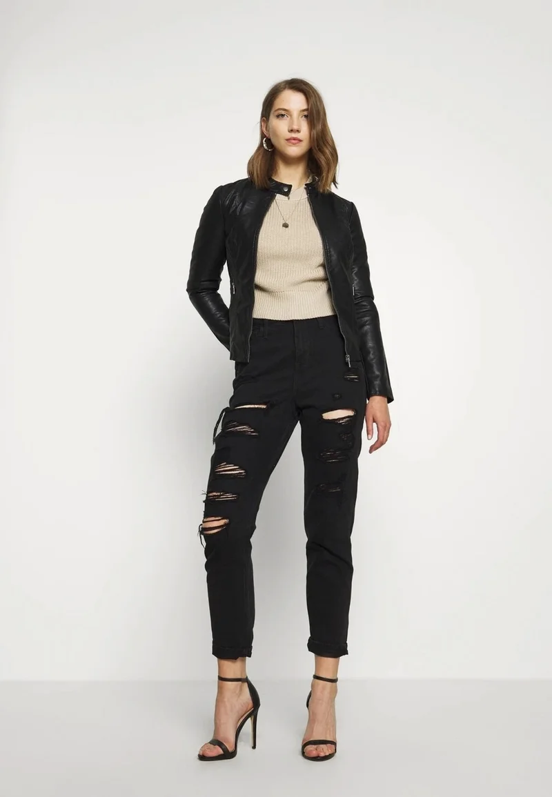 اونلي 15295403 Women's Faux Leather Jacket - Black