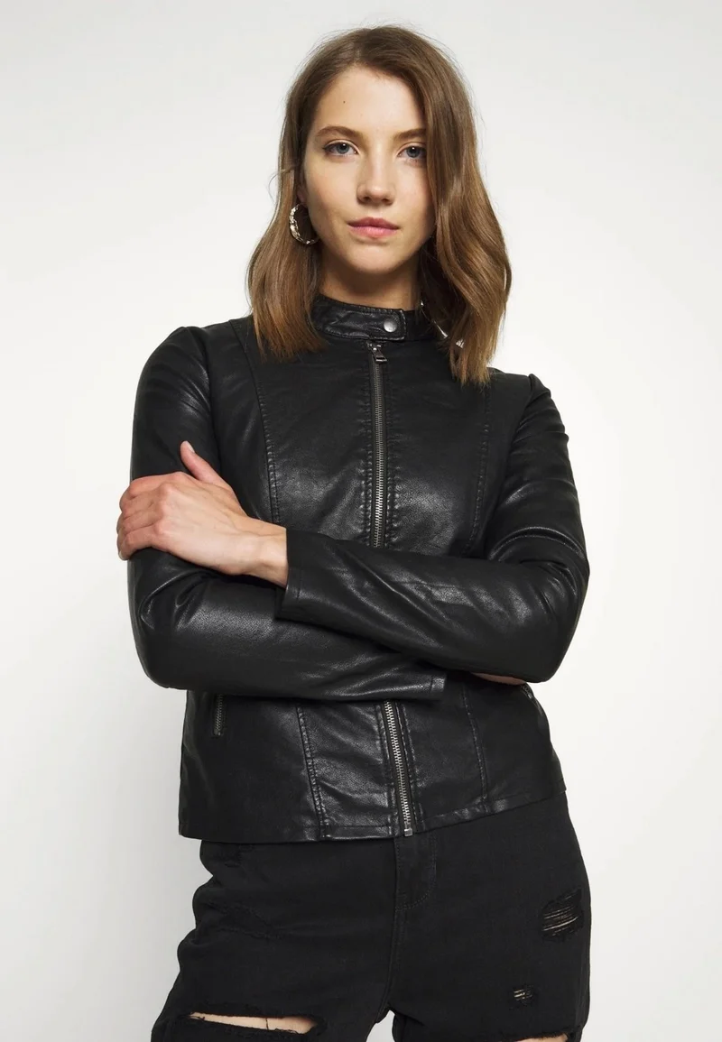 اونلي 15295403 Women's Faux Leather Jacket - Black