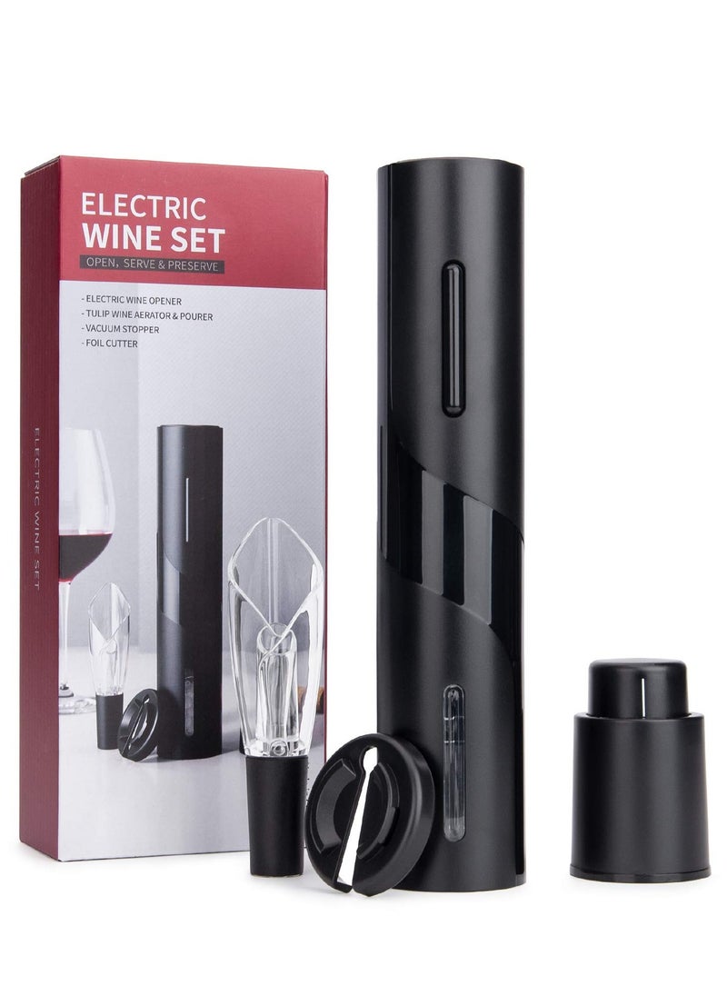 SYOSI - Electric Wine Bottle Openers, Red Wine Accessories Gift Set, Corkscrew with Foil Cutter, Wine Vacuum Stopper, Wine Aerator Pourer for Valentines, Father's Day, Mother's Day, Birthday Wine Gift - Image 1