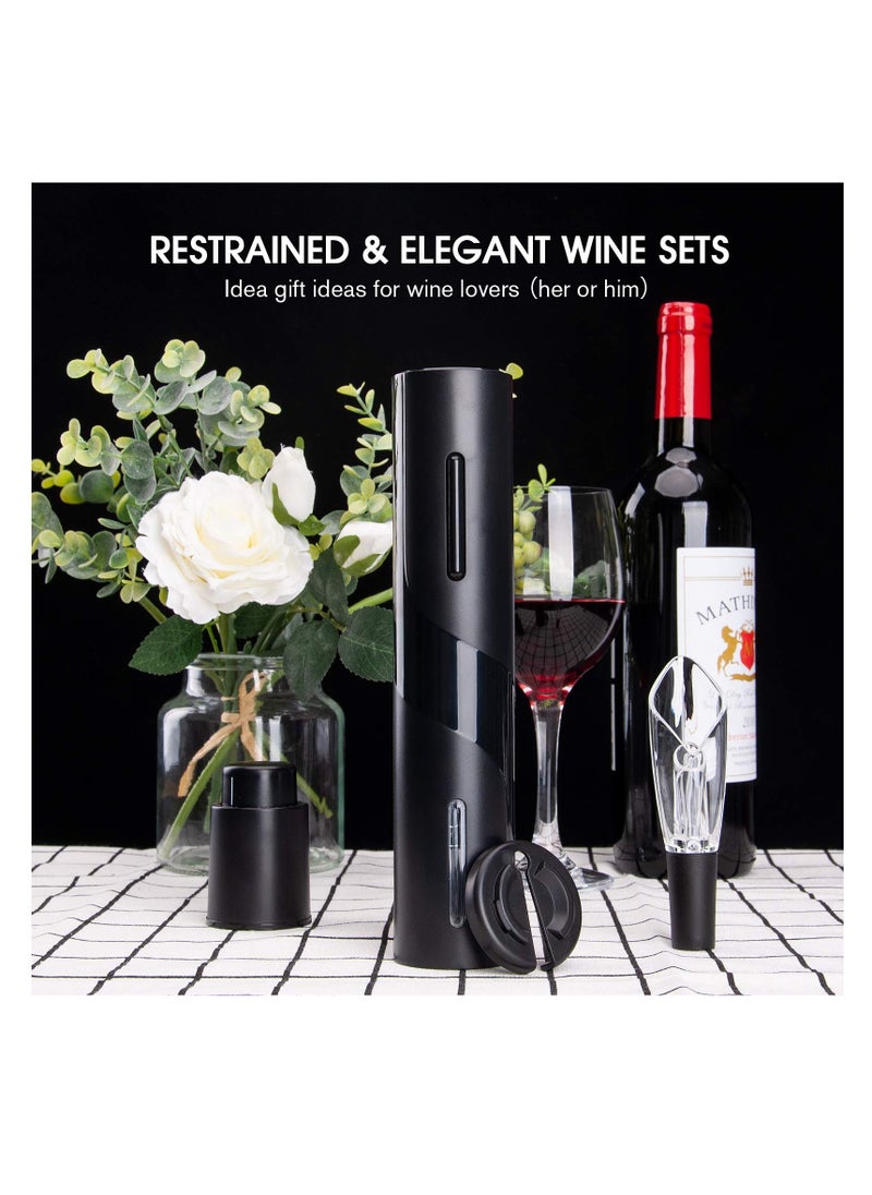 SYOSI - Electric Wine Bottle Openers, Red Wine Accessories Gift Set, Corkscrew with Foil Cutter, Wine Vacuum Stopper, Wine Aerator Pourer for Valentines, Father's Day, Mother's Day, Birthday Wine Gift - Image 1