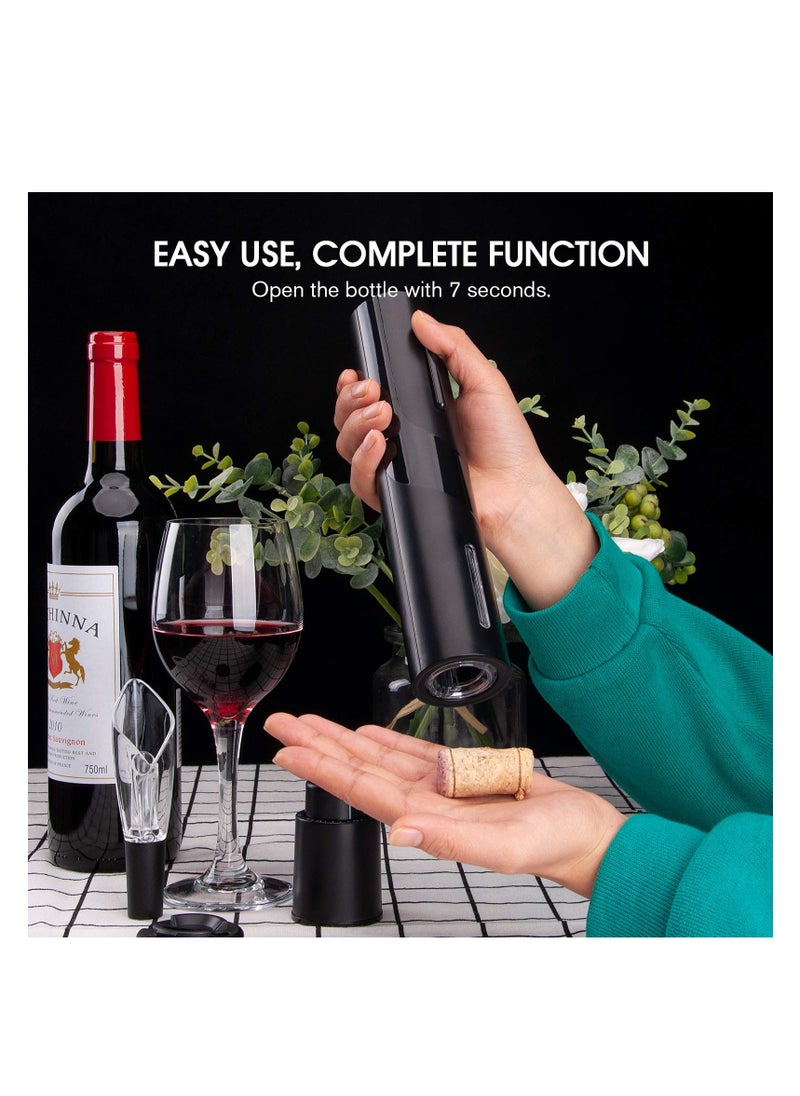 SYOSI - Electric Wine Bottle Openers, Red Wine Accessories Gift Set, Corkscrew with Foil Cutter, Wine Vacuum Stopper, Wine Aerator Pourer for Valentines, Father's Day, Mother's Day, Birthday Wine Gift - Image 1