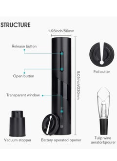 SYOSI Electric Wine Bottle Openers, Red Wine Accessories Gift Set, Corkscrew with Foil Cutter, Wine Vacuum Stopper, Wine Aerator Pourer for Valentines, Father's Day, Mother's Day, Birthday Wine Gift  - Image 3