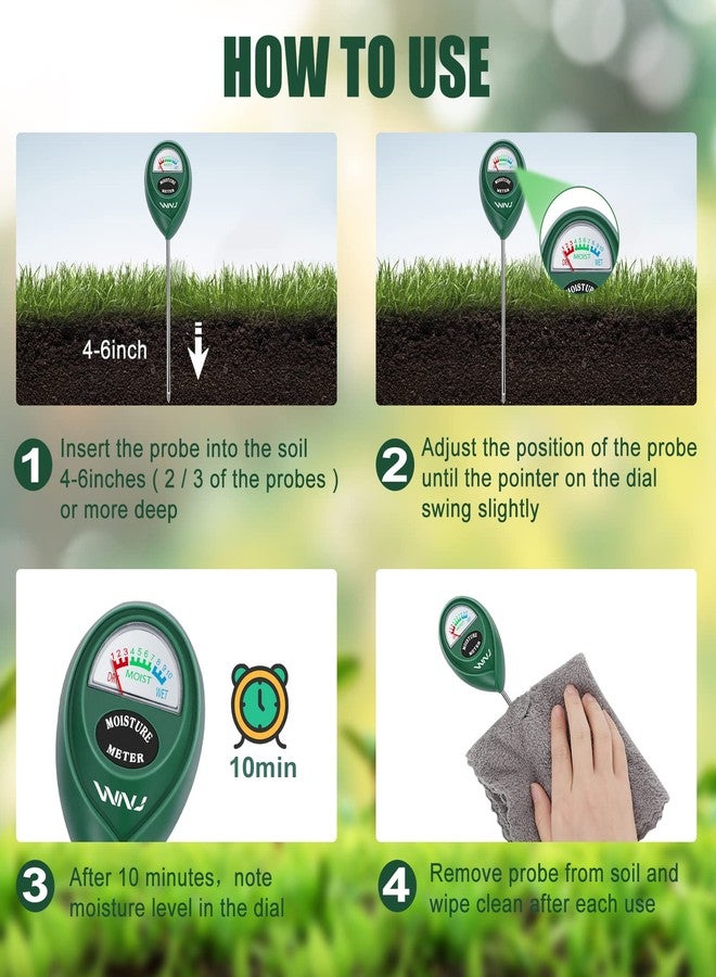 WNJ 2 Pack Soil Moisture Meter, Plant Water Monitor, Lawn Moisture Meter，Soil Hygrometer Sensor for Gardening, Farming, Indoor and Outdoor Plants - Image 3