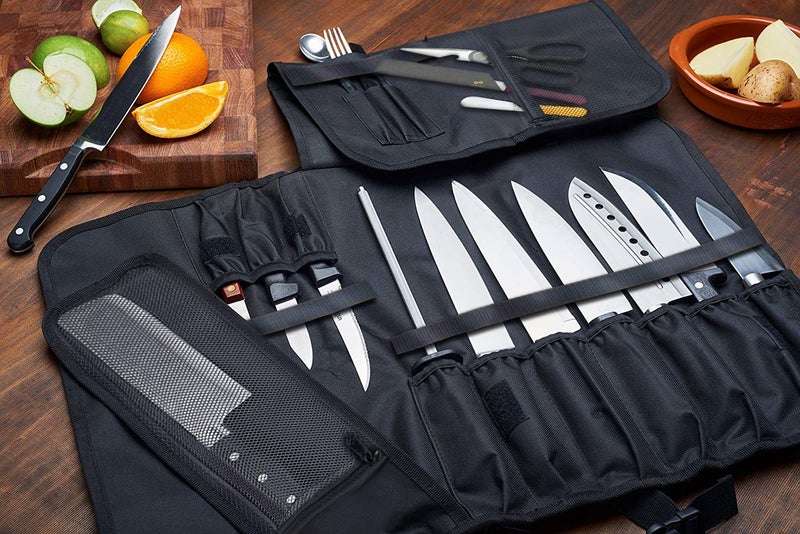 EVERPRIDE Chef Knife Roll Bag Holds 10 Knives – Contains 2 Large Zippered Pockets for Meat Cleavers and Cooking Tools – Durable Knife Case for Chefs and Culinary Students – Knives Not Included - Image 2