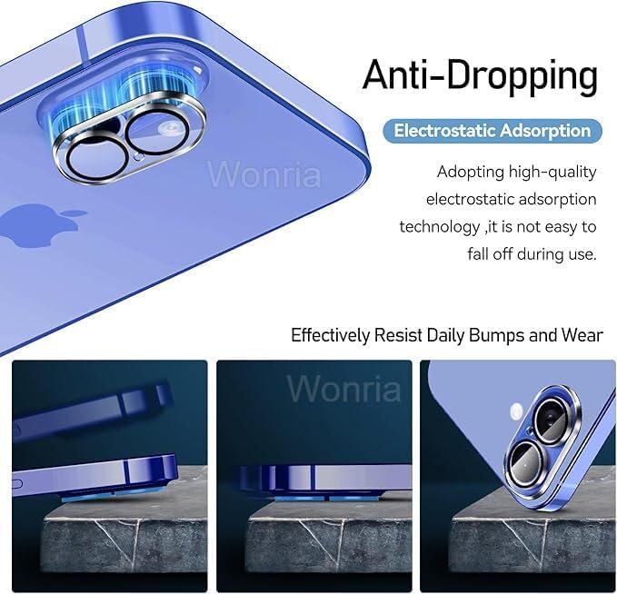 WonRia ® 1 عبوة - واقي زجاج الكاميرا الخلفية لجهاز iPhone 16e 5G رقيق للغاية HD واضح | 3D متميز | واقي زجاج الكاميرا متوافق مع الجراب - Image 5