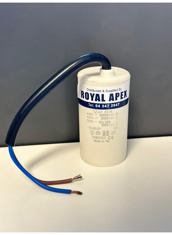 Royal Apex Wired Pvc Round Capacitor With Ce En60252 Standards Wired 12Mfd 12‚µf - Image 1