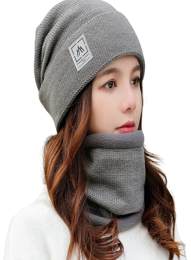 Zacharias Men's Woolen Cap with Neck Muffler/Neckwarmer Set of 2 Free Size (Grey-04) - Image 1