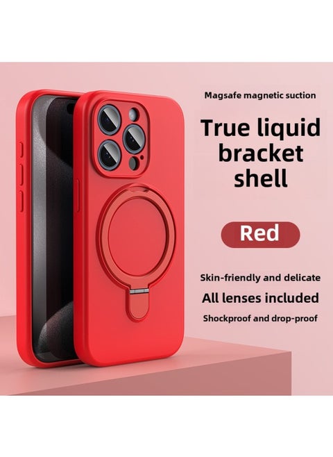 Apple 16 Mobile Phone Case Magsafe Bracket Magnetic 15promax Liquid Silicone IPhone14 Protective Cover Soft-Color:Red Bracket Model With Packaging-Applicable Models:iPhone14Promax