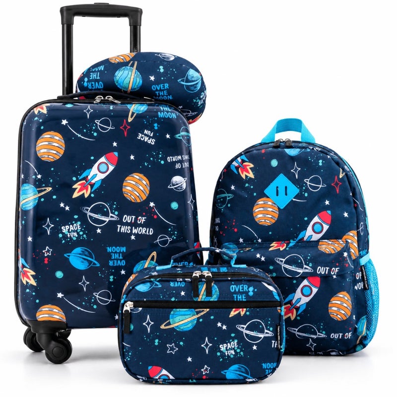 luggage set for travel use, made of durable polycarbonate, navy blue color with scratch-resistant surface and smooth 360 four-wheel spinner system - Image 1