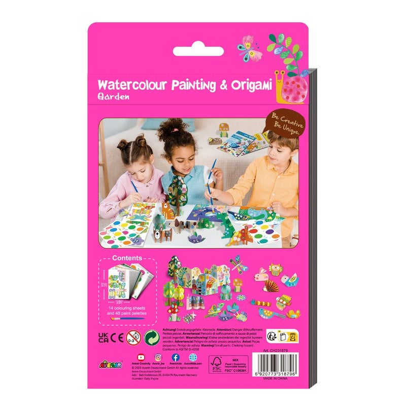 Avenir Watercolour Painting & Origami-Garden Multicolour | Encourage your child to be creative, great activity for rainy days, indoor play, travel and holidays | Ages 3+ - Image 2