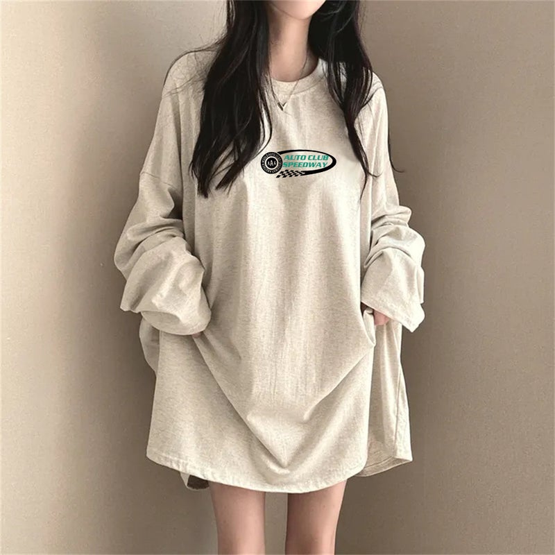 100 Cotton Autumn Mid-Length Chubby Girl Plus Size T-Shirt Female Korean Loose Oversize Slim Top - Image 5