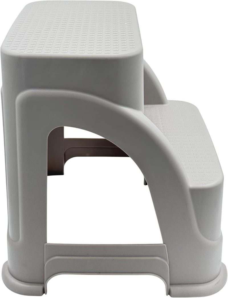 B&D Merdivo Two Step Stool, Beige Plastic, 42x44x44 cm, Portable Stepping Stool for Home, Bathroom, Kitchen - Image 3