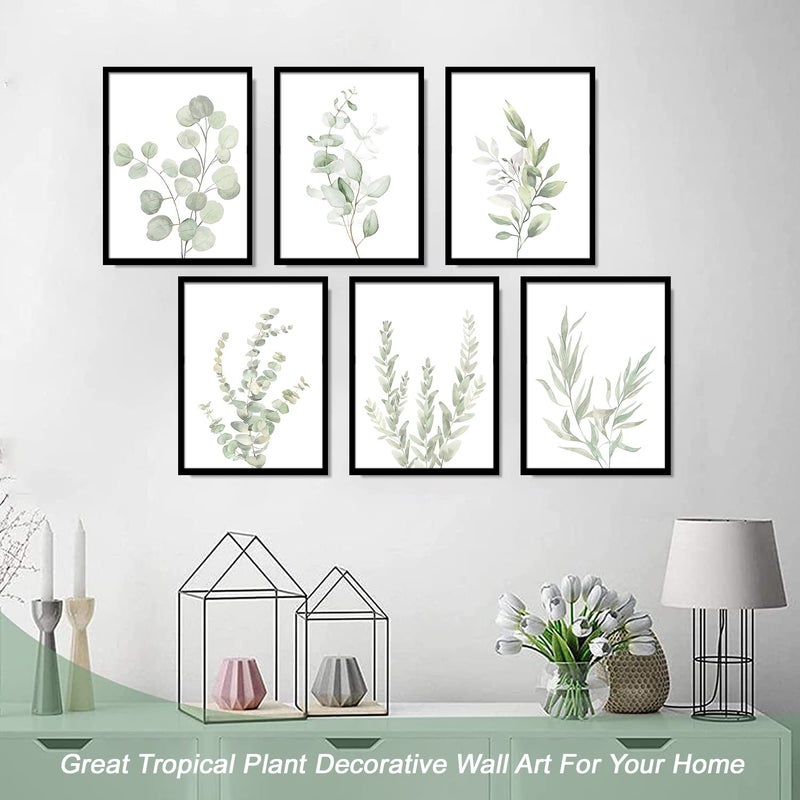 NCYEL Botanical Plant Wall Art Boho Decor Prints Light Green Eucalyptus Leaf Picture Canvas Wall Art Minimalist Floral Wall Decor for Bedroom Living Room Bathroom Kitchen (Set of 6, 12x16 inch, Unframed) - Image 3