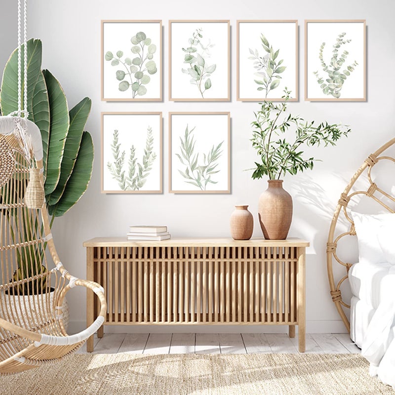 NCYEL Botanical Plant Wall Art Boho Decor Prints Light Green Eucalyptus Leaf Picture Canvas Wall Art Minimalist Floral Wall Decor for Bedroom Living Room Bathroom Kitchen (Set of 6, 12x16 inch, Unframed) - Image 5