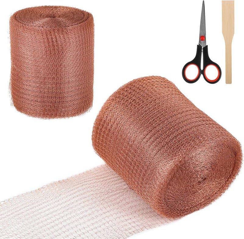 مجموعة منع القوارض بشبكة النحاس مقاس 5 بوصات × 98 قدم مع شاشة حاجزة للفئران ومقص وأداة حشو - Image 4