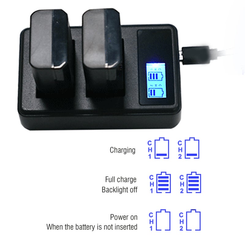 Camera Battery Charger Dual Slot LCD Display Charging Indicator - Safe Circuit Design Portable Charger for Travel Outdoor Activities - Image 2