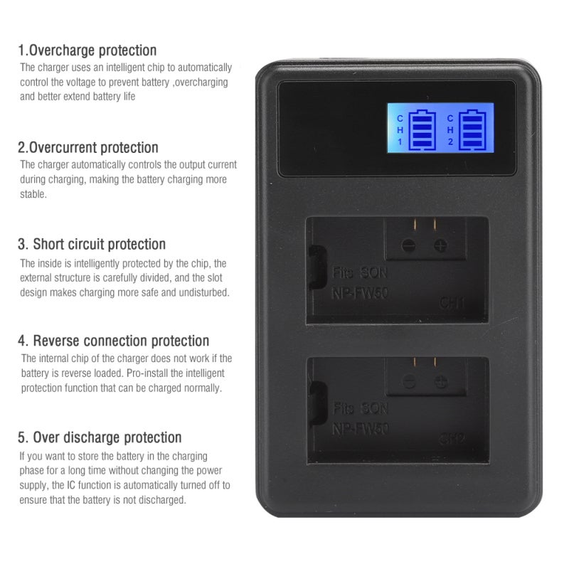 Camera Battery Charger Dual Slot LCD Display Charging Indicator - Safe Circuit Design Portable Charger for Travel Outdoor Activities - Image 3