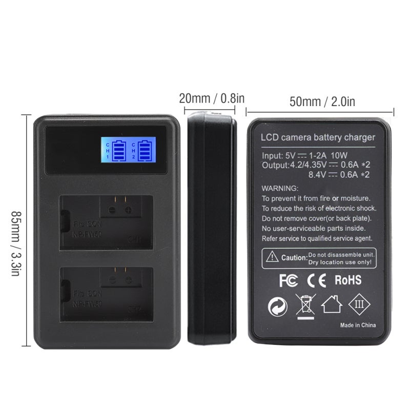 Camera Battery Charger Dual Slot LCD Display Charging Indicator - Safe Circuit Design Portable Charger for Travel Outdoor Activities - Image 1