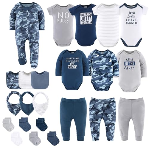 The Peanut Shell The Peanutshell Baby Layette Gift Set for Boys 23 Piece New Born Boy Gift Set Baby Clothes Newborn Essentials Must Haves Newborn Clothes 1218 Months Blue Camo - Image 1