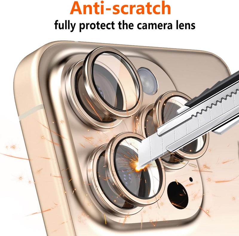 KEKBOXQ 3X2 Pack Camera Lens Protector for iPhone 16 Pro Max 6.9'',iPhone 16 Pro 6.3 '' Tempered Glass Lens Screen Protector Camera Cover Metal Individual Ring for 15 Promax 5G 2024,Glitter Black - Image 3