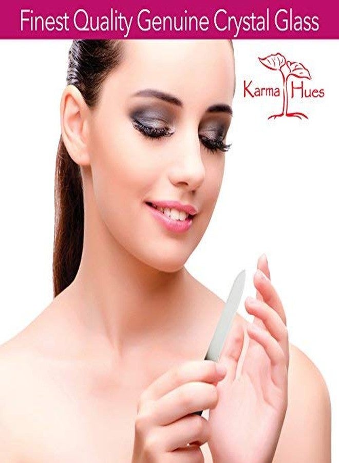 karma organic مبرد أظافر زجاجي عضوي مزدوج الجوانب للنساء - مبرد أظافر زجاجي احترافي للعناية بالأظافر - إنهاء ناعم يقوي - الأفضل لمجموعة أظافر طبيعية من 2 - Image 2