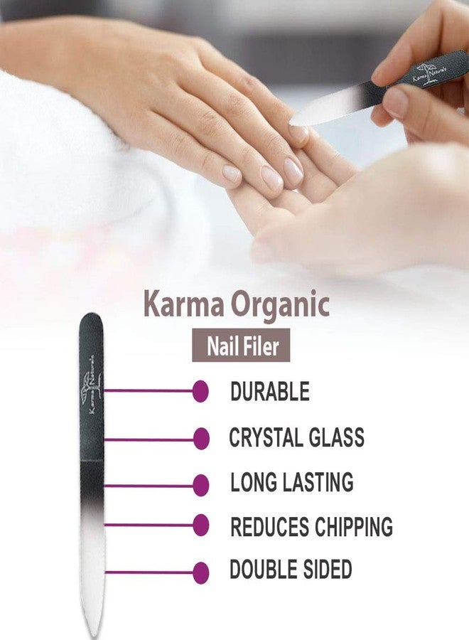 karma organic مبرد أظافر زجاجي عضوي مزدوج الجوانب للنساء - مبرد أظافر زجاجي احترافي للعناية بالأظافر - إنهاء ناعم يقوي - الأفضل لمجموعة أظافر طبيعية من 2 - Image 5