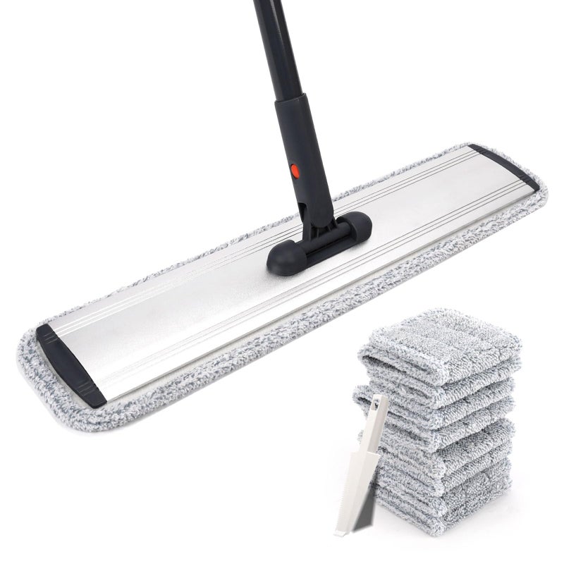 SUNKI 24inch Flat Mop for Cleaning Floors Heavy Duty Microfiber Wet Mop Deep Cleaning for Hardwood, Tile & Laminate, Includes 4 Reusable Washable Pads and Adjustable Long Handle - Image 1