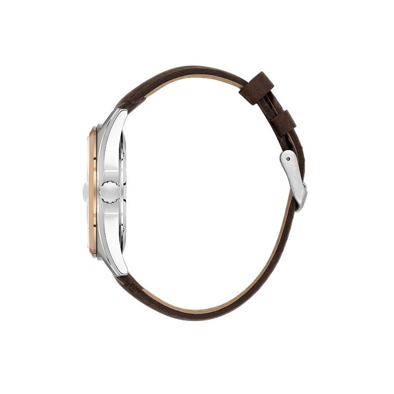 دانيل كلاين ساعة رجالية سوار جلد | هيكل من سبيكة فضي ذهبي الوردي | تناظري | قرص دائري رمادي دافئ بنمط شعاعي | حركة كوارتز يابانية | فاخرة | مقاومة للماء حتى عمق 50 مترًا - Image 2