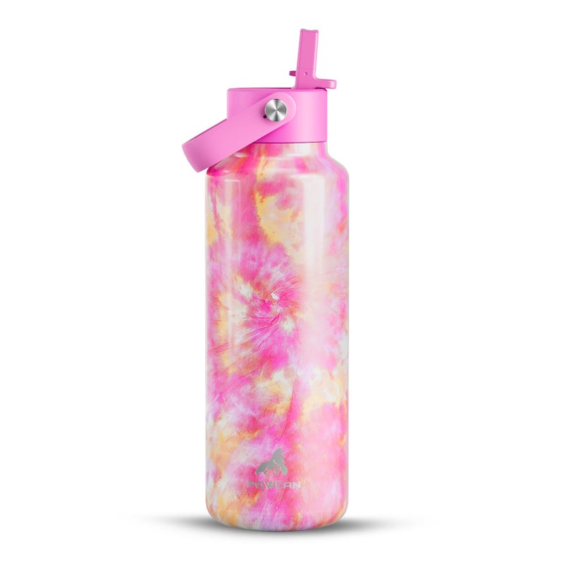 POWCAN 18 oz Vacuum Water Bottle: Lightweight, Leakproof, Flex Cap, BPA-Free, Cupholder Friendly, Vacuum Flask with Straw for Girl, College, Outdoors, Sport, Daily, Classroom, School (Citrus Dream) - Image 1