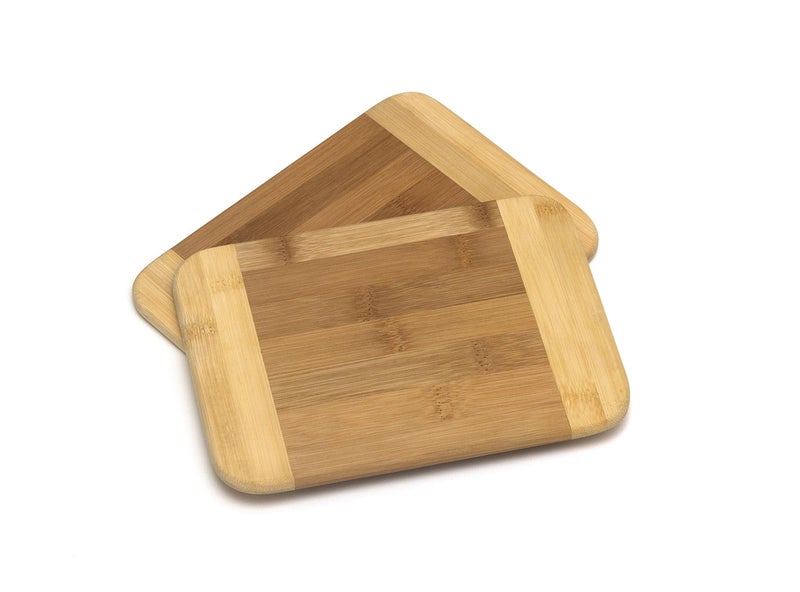 Lipper International Bamboo Wood Two-Tone Kitchen Cutting and Serving Board, Small, 8" x 6" x 5/16", Set of 2 - Image 1