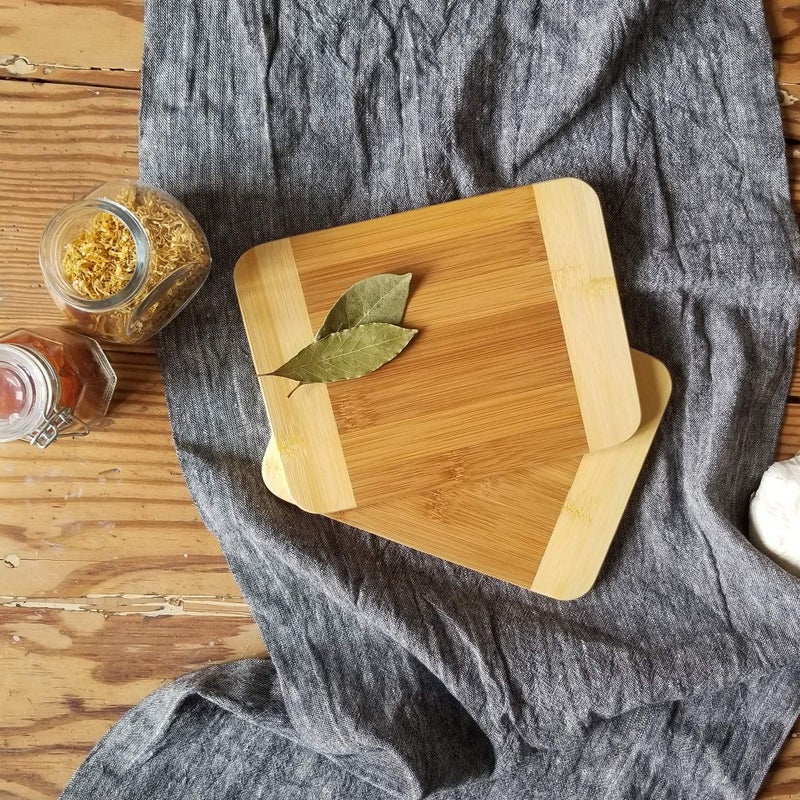 Lipper International Bamboo Wood Two-Tone Kitchen Cutting and Serving Board, Small, 8" x 6" x 5/16", Set of 2 - Image 4
