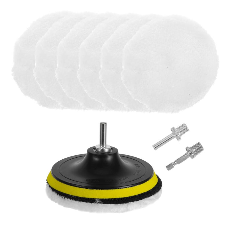 9PCS Self Adhesive Wool Polishing Wheel Kit For Car Detailing Waxing Metal Marble Furniture - Image 2