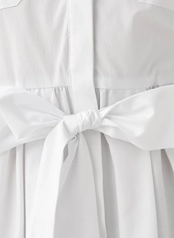 Splash FAV Shirt Midi Dress with Tie-Up Belt