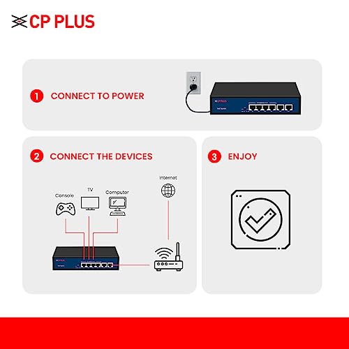 CP Plus 6 Ports Fast Ethernet with 4 PoE Ports (1000 Mbps) & 2 Uplink Ports (100 Mbps) POE Switch | Max. 30W Output of Single PoE Port | LED Light Indicators | Plug & Play - CP-DNW-HPU4H2-48-V2. - Image 4