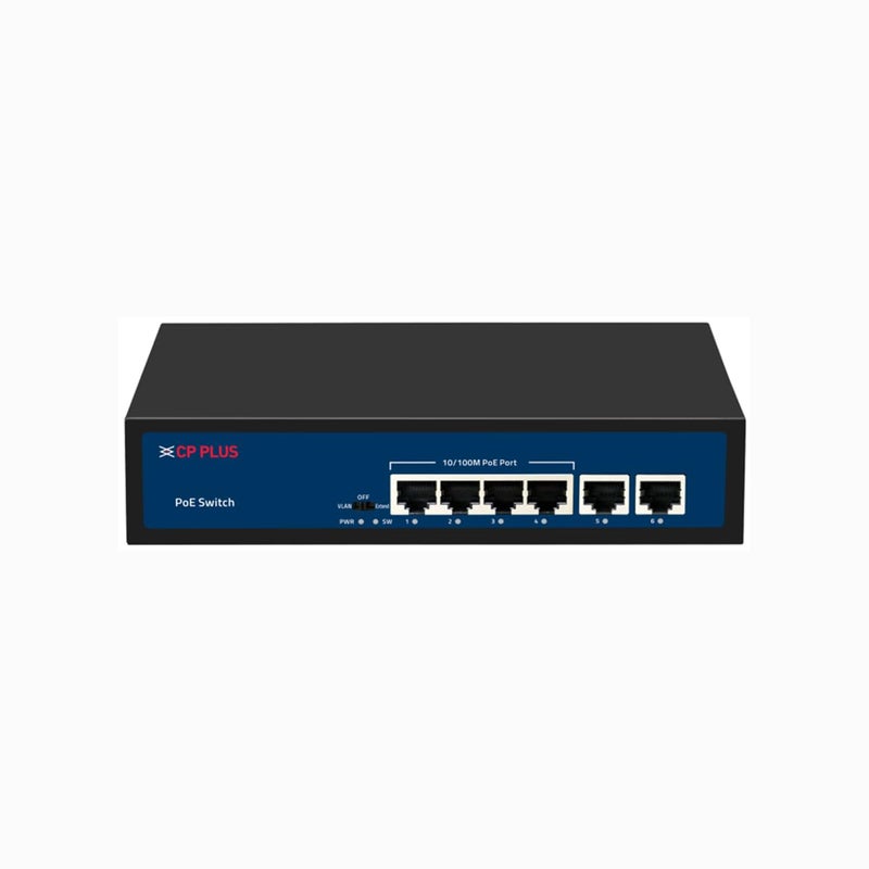 CP Plus 6 Ports Fast Ethernet with 4 PoE Ports (1000 Mbps) & 2 Uplink Ports (100 Mbps) POE Switch | Max. 30W Output of Single PoE Port | LED Light Indicators | Plug & Play - CP-DNW-HPU4H2-48-V2. - Image 5