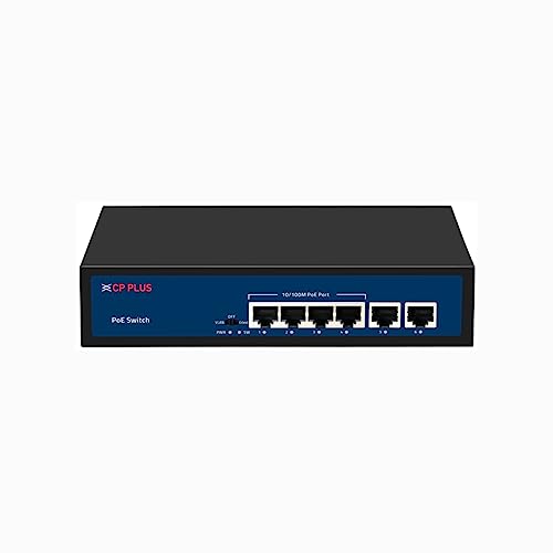CP Plus 6 Ports Fast Ethernet with 4 PoE Ports (1000 Mbps) & 2 Uplink Ports (100 Mbps) POE Switch | Max. 30W Output of Single PoE Port | LED Light Indicators | Plug & Play - CP-DNW-HPU4H2-48-V2. - Image 1