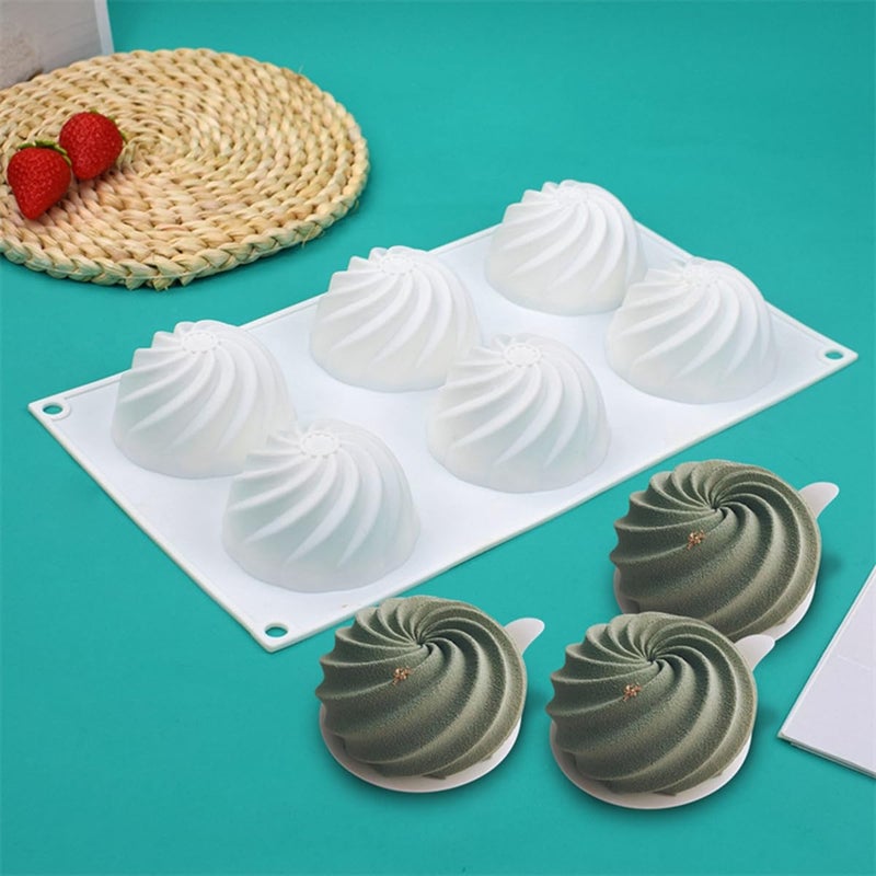 mostsom Spiral Shape Chocolate Candy Molds 6 Cavity Silicone Baking Mold Ice Cube Tray-Wedding,Festival,Parties and DIY Crafts (Spiral H1_11.8x7x1.4inch) - Image 1