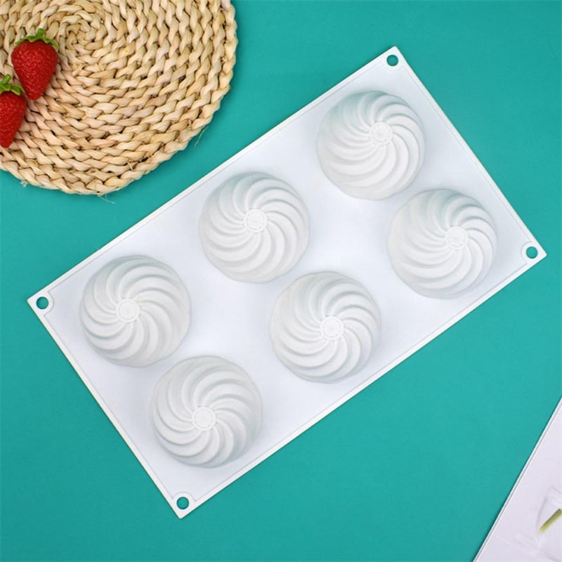 mostsom Spiral Shape Chocolate Candy Molds 6 Cavity Silicone Baking Mold Ice Cube Tray-Wedding,Festival,Parties and DIY Crafts (Spiral H1_11.8x7x1.4inch) - Image 2