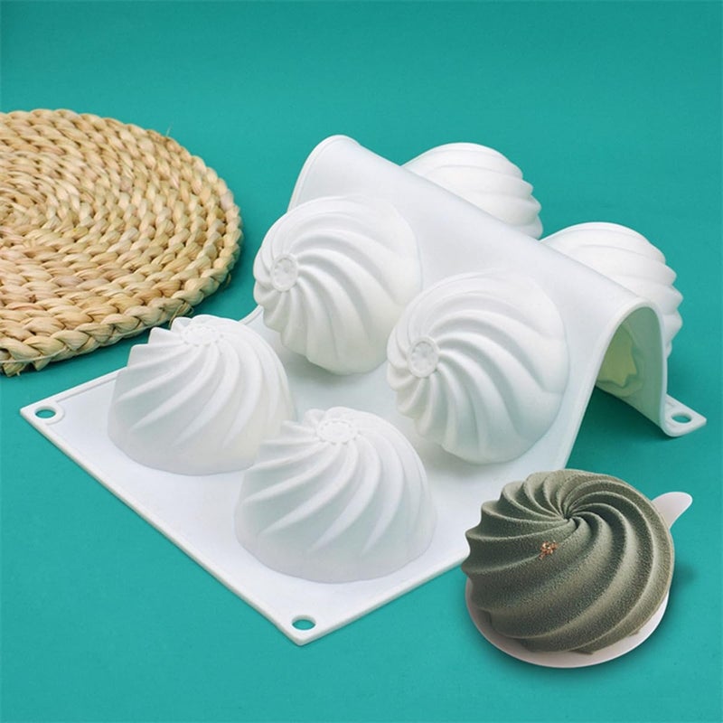 mostsom Spiral Shape Chocolate Candy Molds 6 Cavity Silicone Baking Mold Ice Cube Tray-Wedding,Festival,Parties and DIY Crafts (Spiral H1_11.8x7x1.4inch) - Image 4