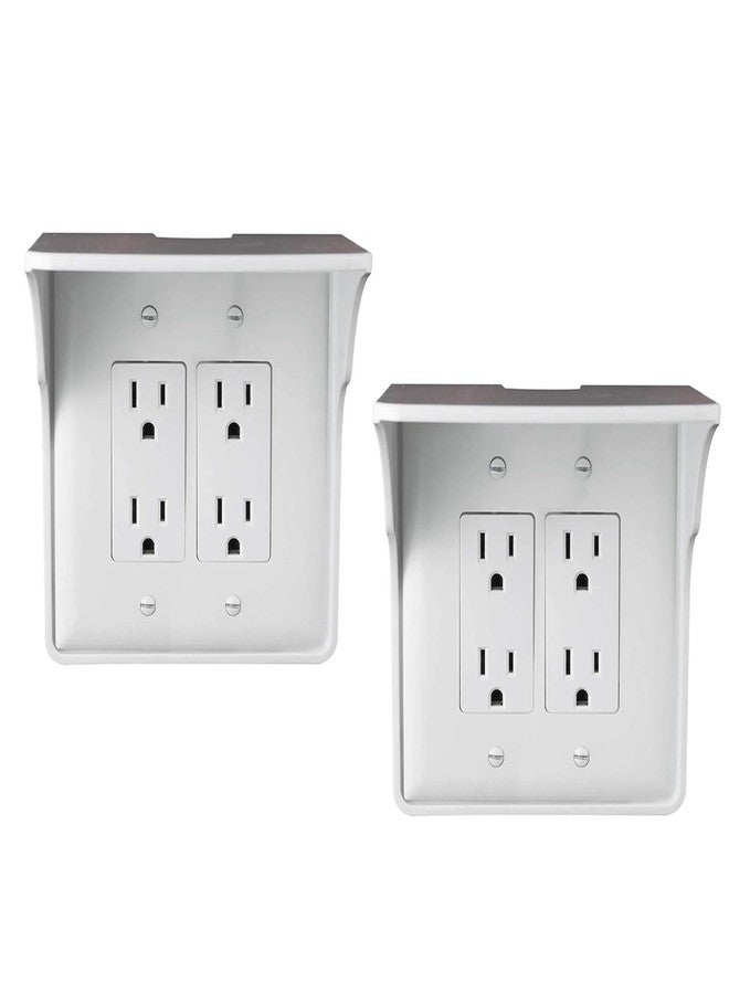 LOUIS FELT 2 Pac White Double Wall Outlet Shelf-Home Wall Shelf Organizer for Outlets, Perfect for Bathroom, Kitchen, Bedrooms with Cord Management and Easy Installation - Image 1