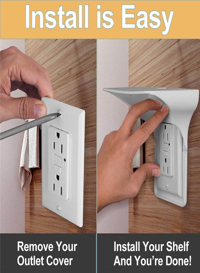 LOUIS FELT 2 Pac White Double Wall Outlet Shelf-Home Wall Shelf Organizer for Outlets, Perfect for Bathroom, Kitchen, Bedrooms with Cord Management and Easy Installation - Image 3